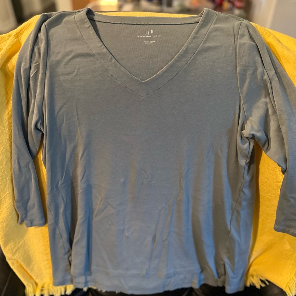 J. Jill Women's Blue V-Neck Blouse